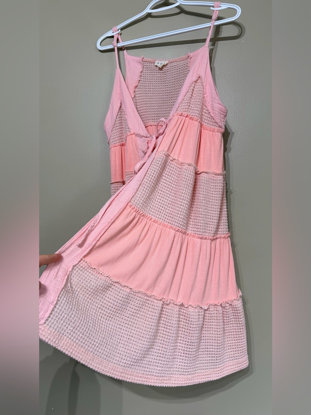 POL Waffle Tie Front Mini Dress - Picture 7 of 14